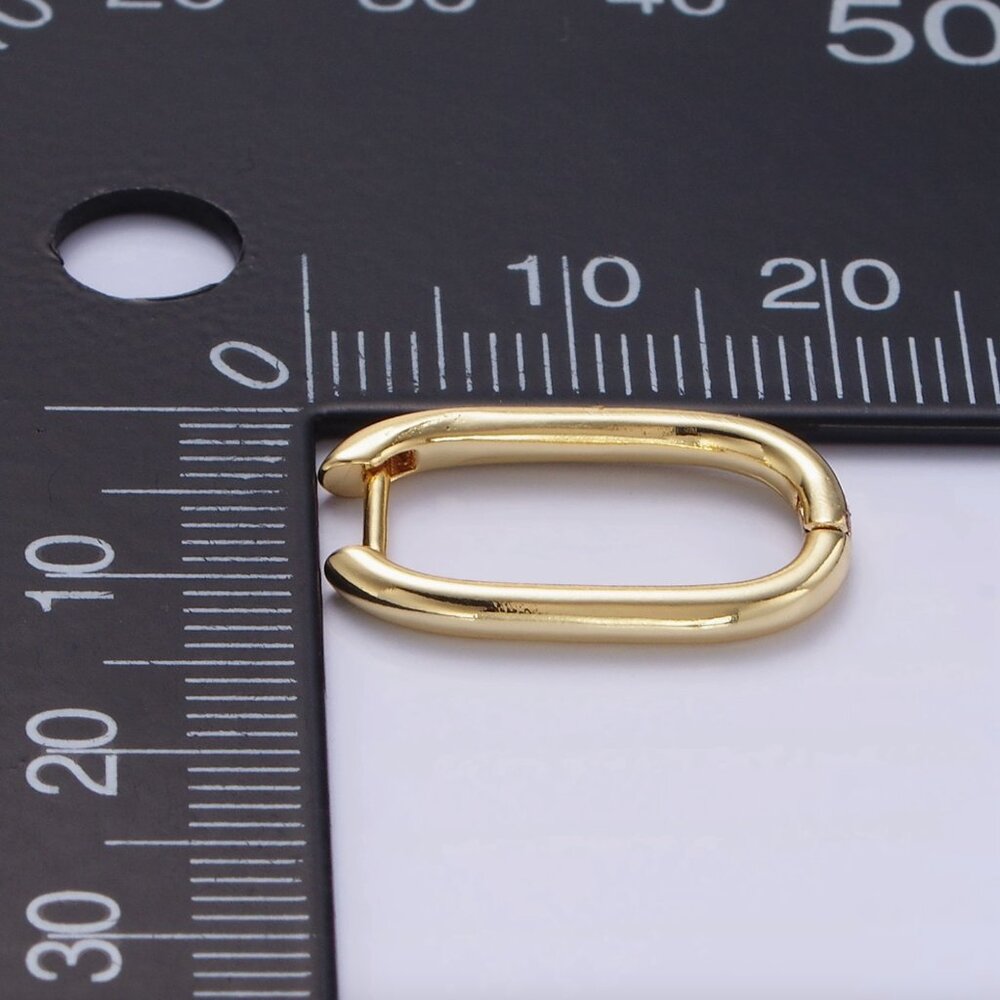 24K Gold Filled 20mm Minimalist Oblong Hoop Earrings - Picture 4 of 4
